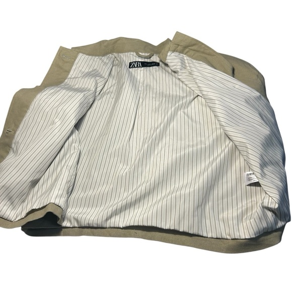 Zara Short Geen Button Down lightweight Jacket Sz Lrg - Picture 8 of 10